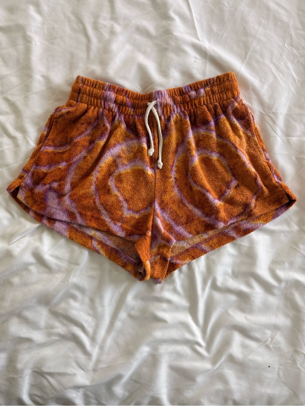 Urban Outfitters Orange and Lavender Tie-Dye Terry Athletic Shorts